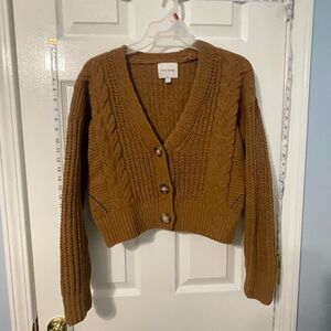 Pink Rose Brown Cable Knit Cardigan